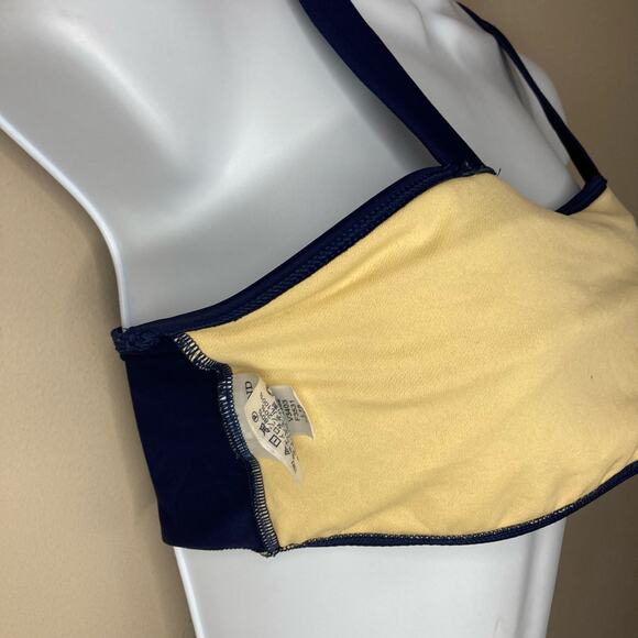 Land's End Girls Ruffle Flounce Bikini Top Navy Embroidered Cross Back Size 16 - Picture 13 of 16